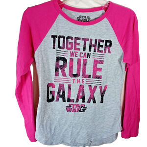 Star Wars Long Sleeve Raglan T-Shirt Sz Small Pink /Gray Together We Rule Galaxy